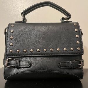Black Studded Top-Handle Women’s Satchel